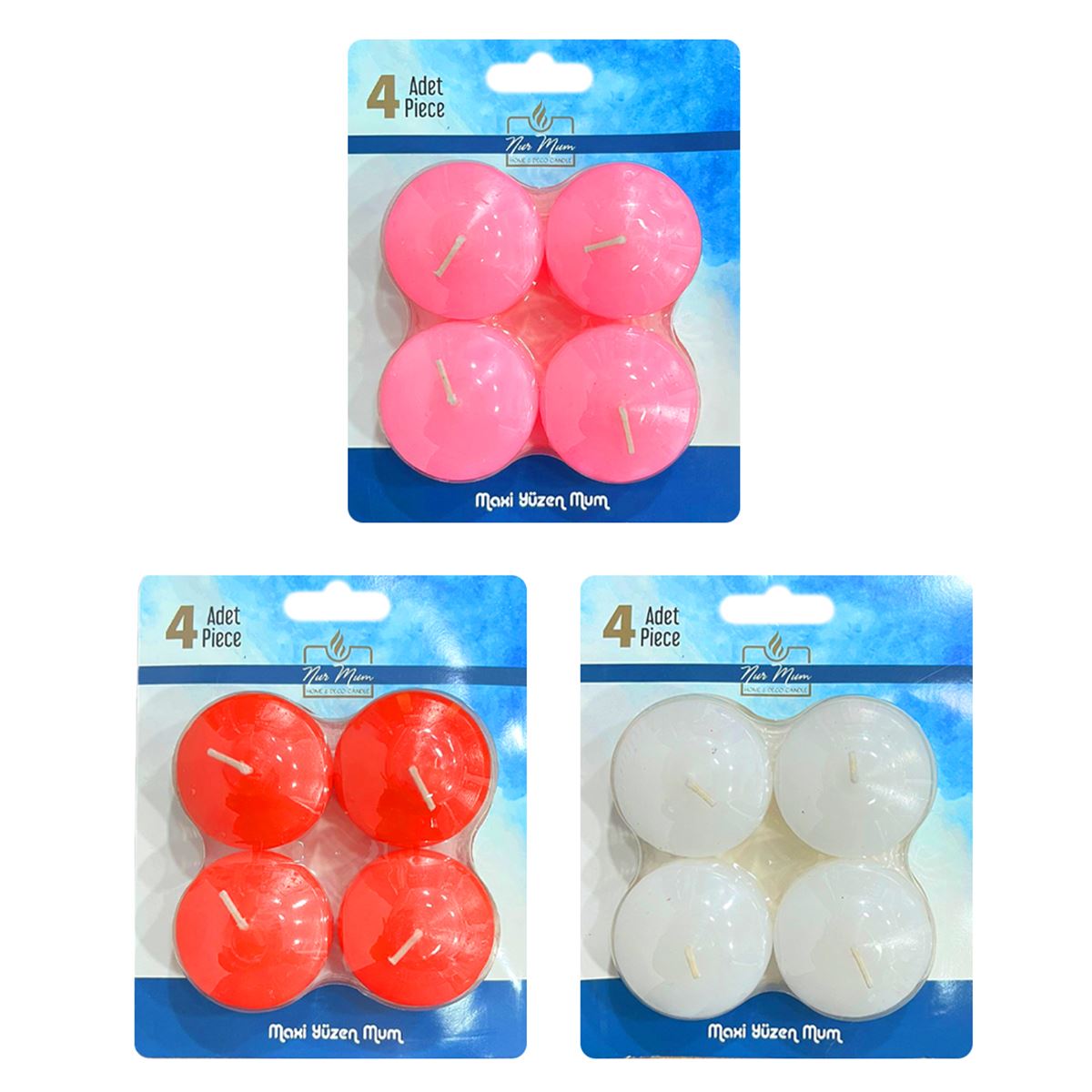 NUR MUM X-726 YÜZEN MUM MAXİ 4 LÜ 1