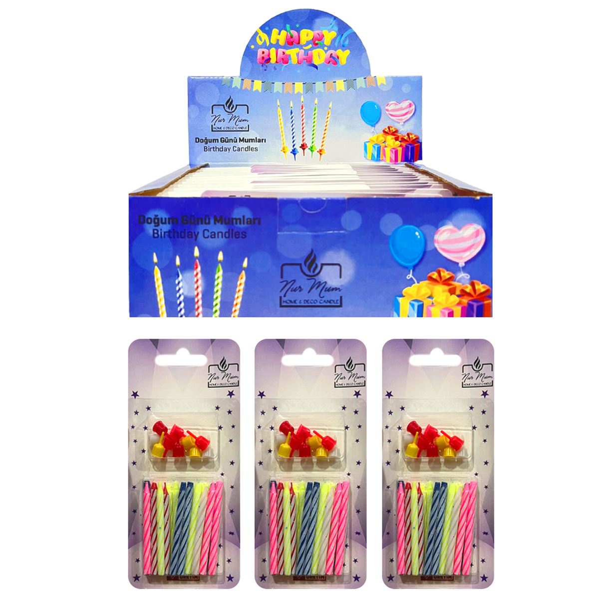 NUR MUM X-003 DOĞUM GÜNÜ PASTA MUMU 24 LÜ PK 1