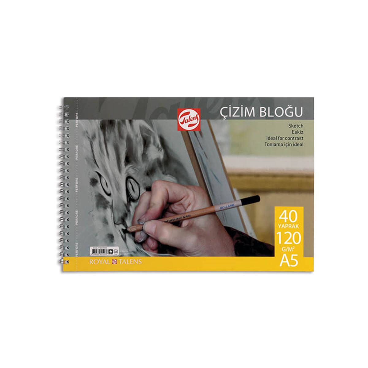 TALENS ESKİZ DEFTERİ KARTON KAPAK SPİRALLİ A5 120 GR 40 YP T120A54000 1