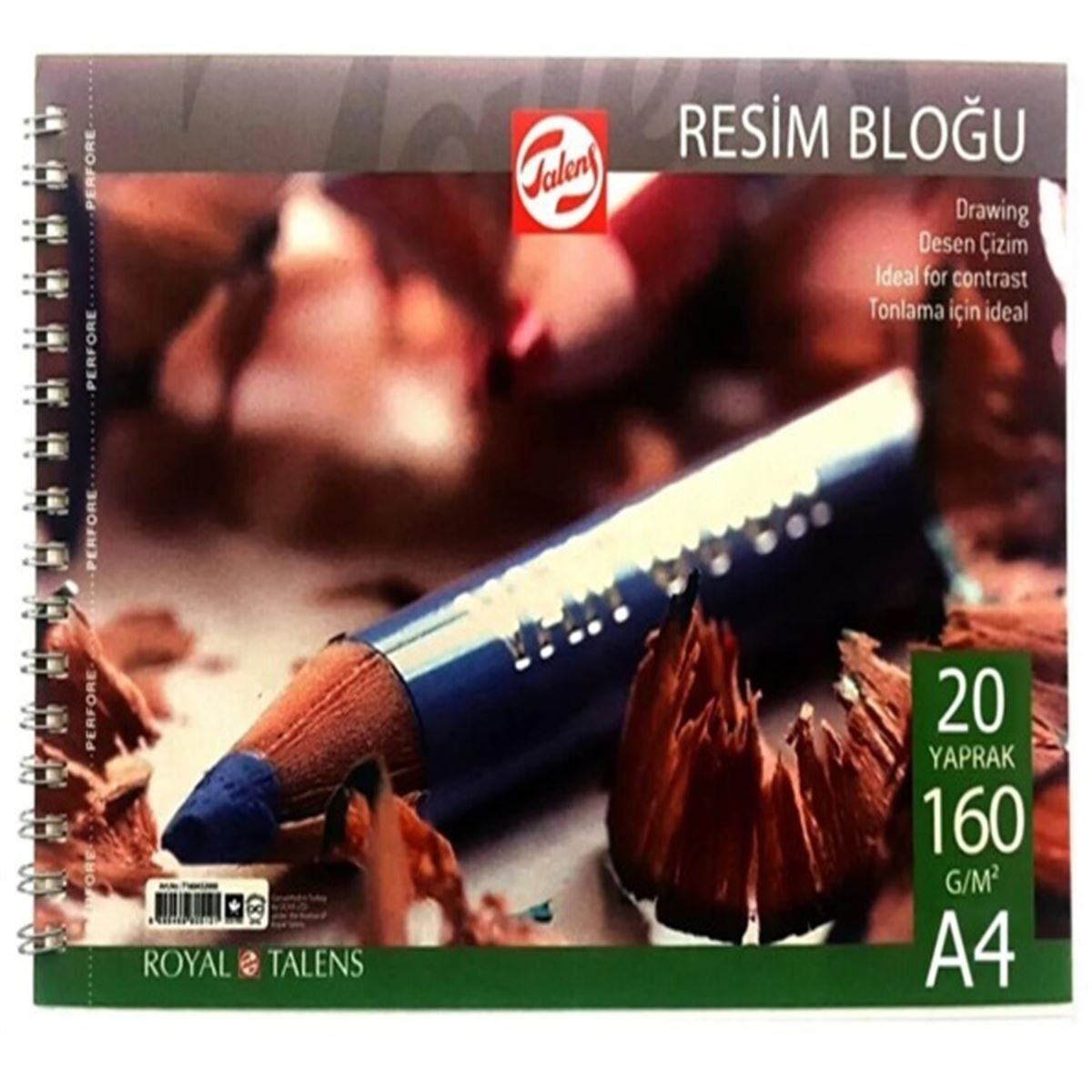 TALENS RESİM DEFTERİ KARTON KAPAK SPİRALLİ A4 160 GR 20 YP T160A42000 1