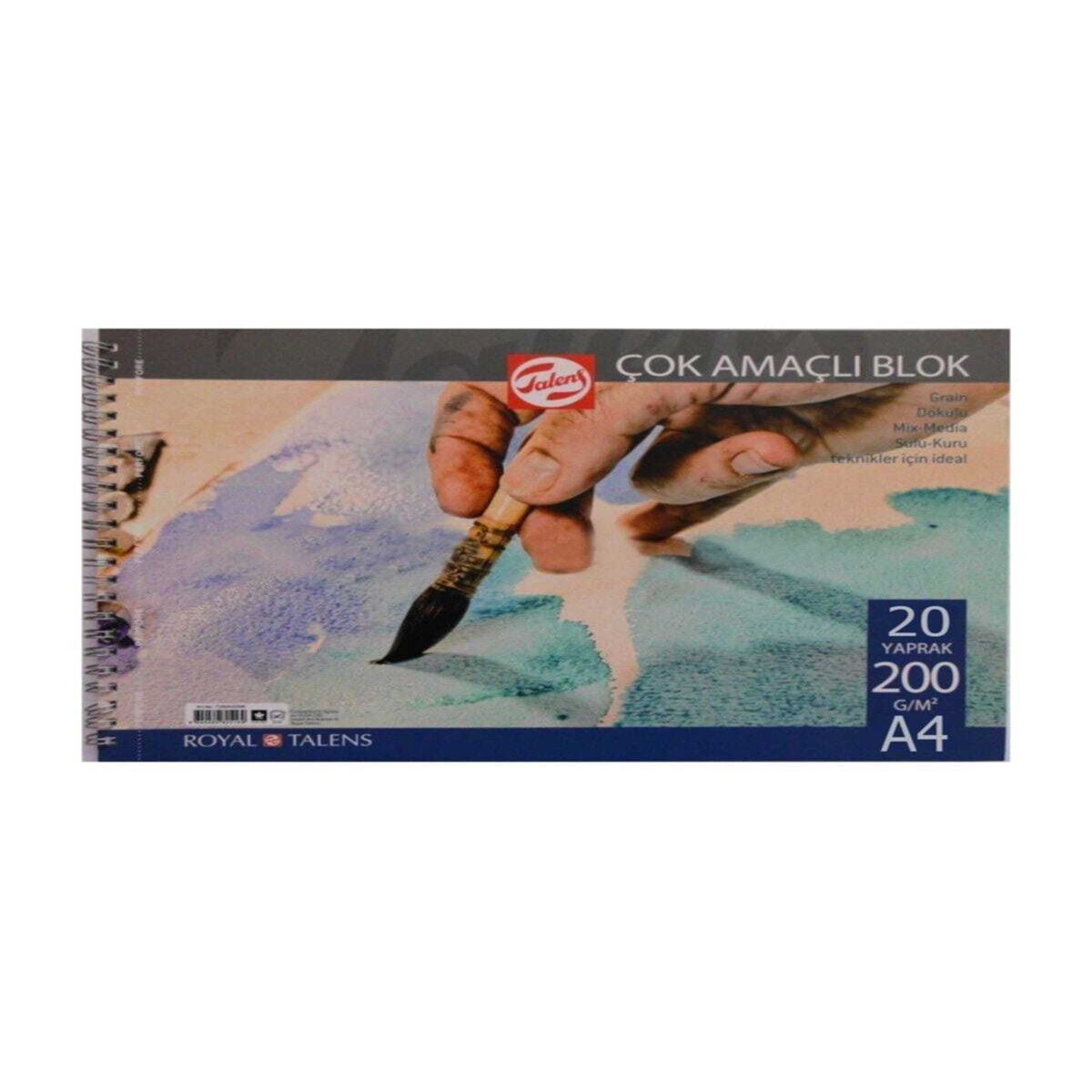 TALENS RESİM DEFTERİ SPİRALLİ A4 200 GR ÇOK AMAÇLI 20 YP T200A42000 1