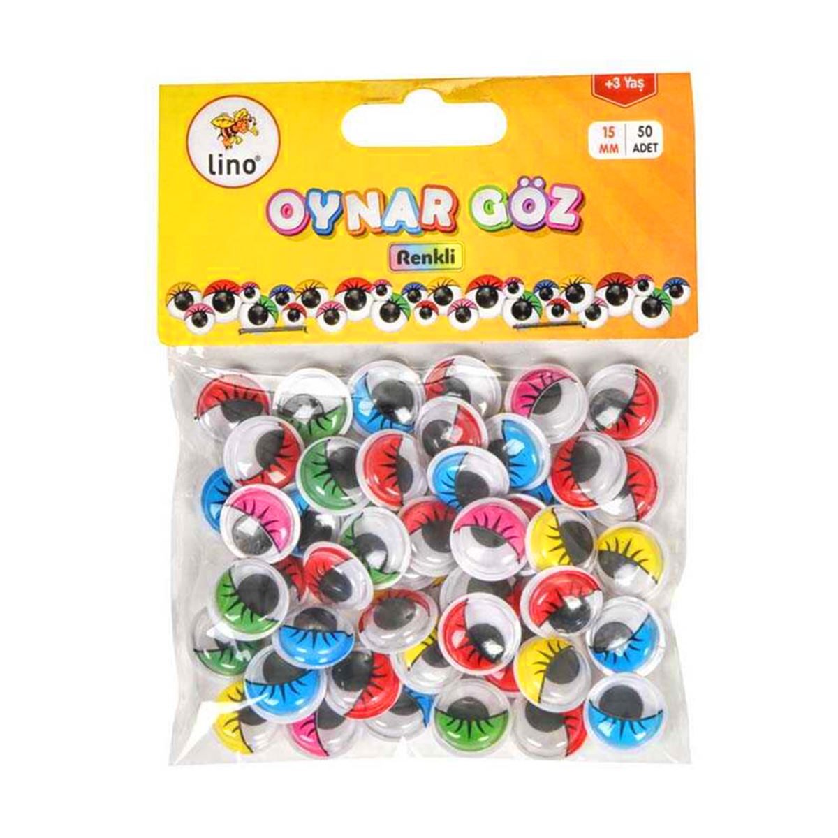 LİNO OYNAR GÖZ 15 MM RENKLİ 50 Lİ RBZ-150 1