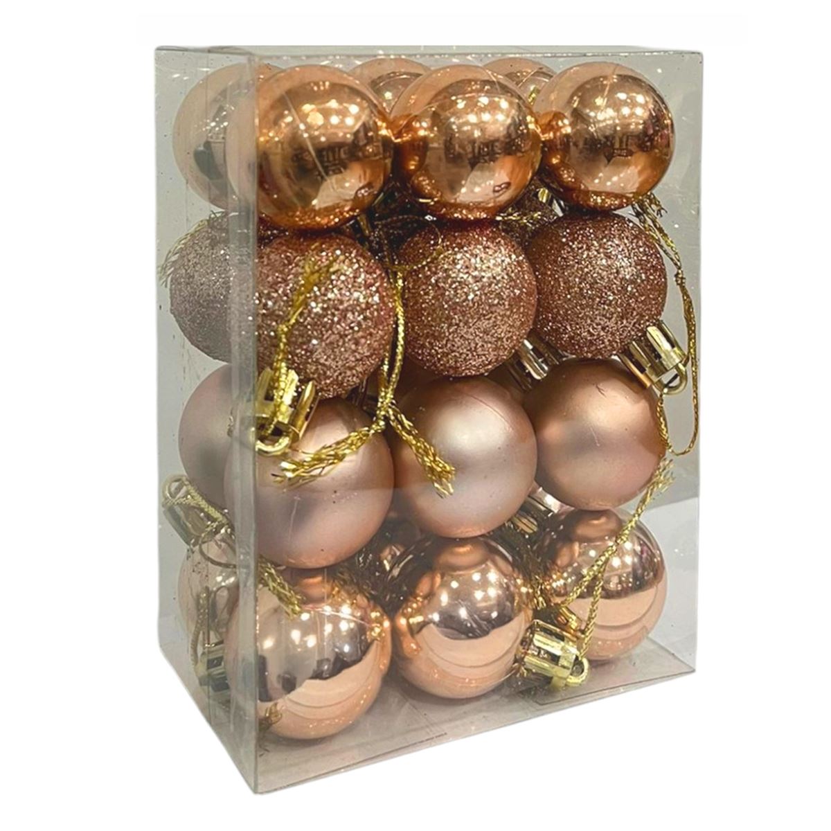 YILBAŞI SÜSÜ 7013 TOP KÜÇÜK ROSE GOLD SİMLİ MAT PARLAK 3 CM 24 LÜ 1