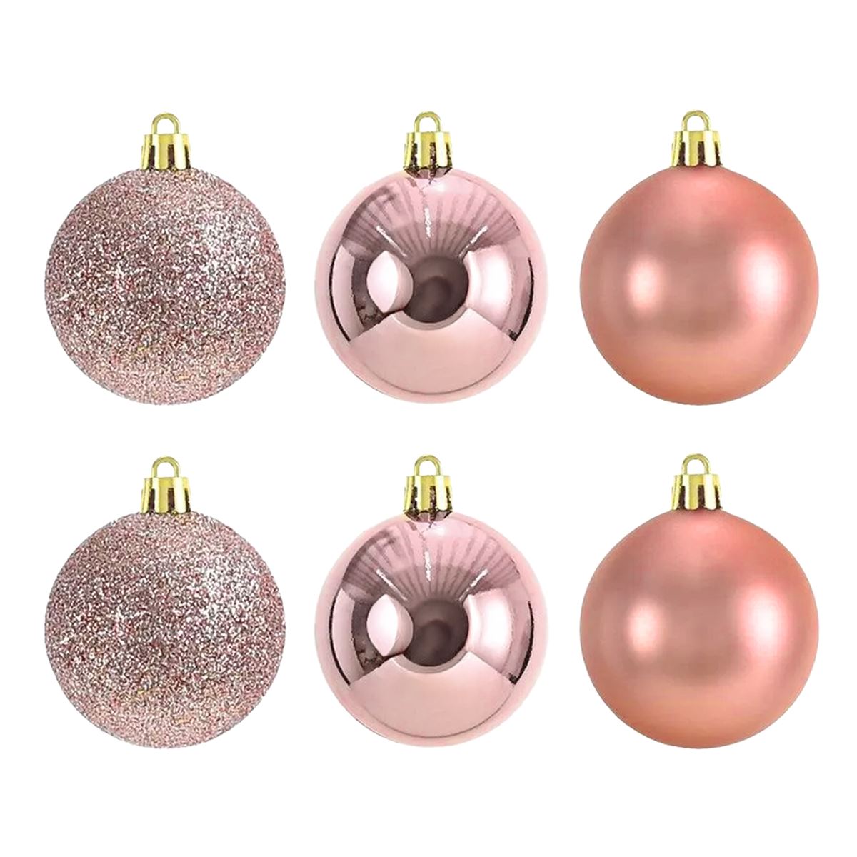 YILBAŞI SÜSÜ 2260-3 TOP KÜÇÜK ROSE GOLD SİMLİ MAT PARLAK 6 LI 1