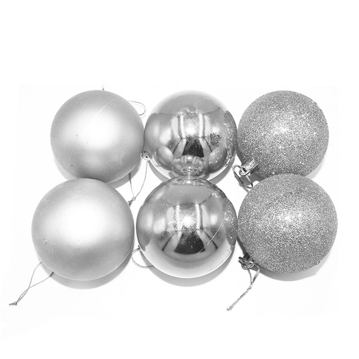 YILBAŞI SÜSÜ 2260-2 TOP KÜÇÜK GÜMÜŞ SİMLİ MAT PARLAK 6 LI 1