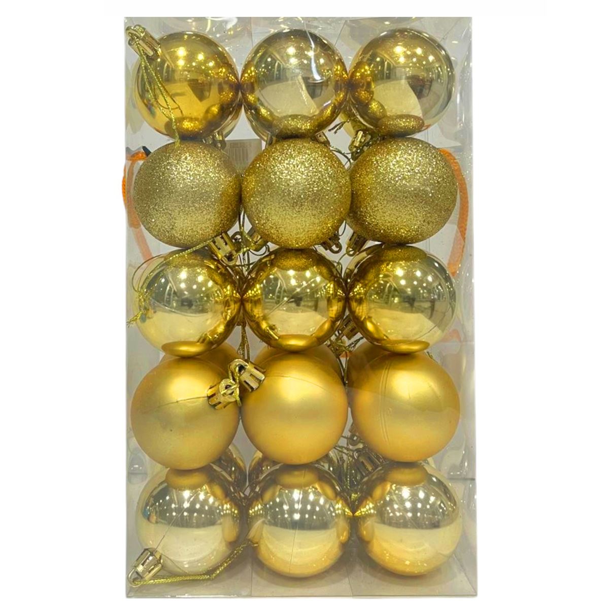 YILBAŞI SÜSÜ 2086-1 TOP ORTA ALTIN SİMLİ MAT PARLAK 4 CM 30 LÜ 1