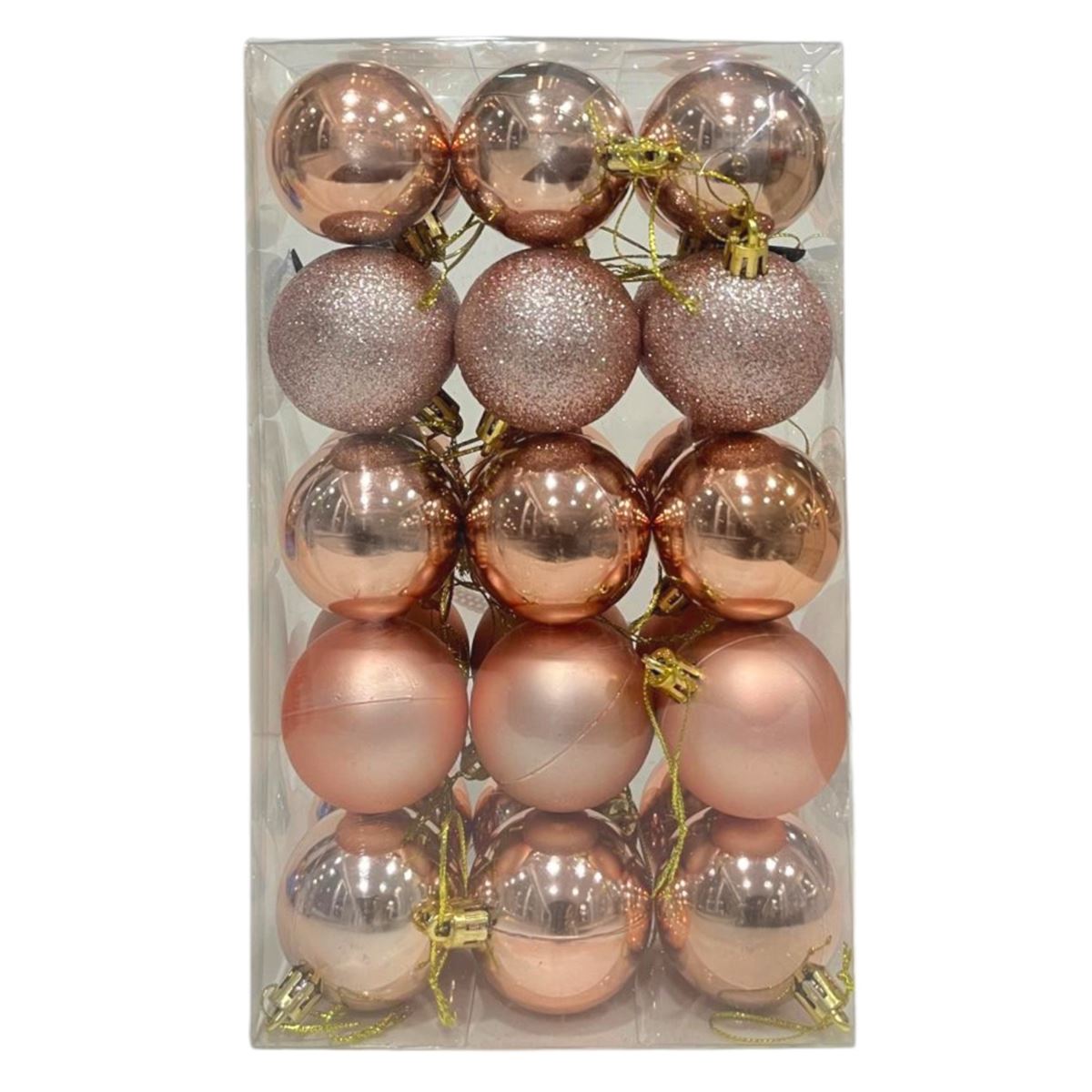 YILBAŞI SÜSÜ 2086-4 TOP ORTA ROSE GOLD SİMLİ MAT PARLAK 4 CM 30 LÜ 1