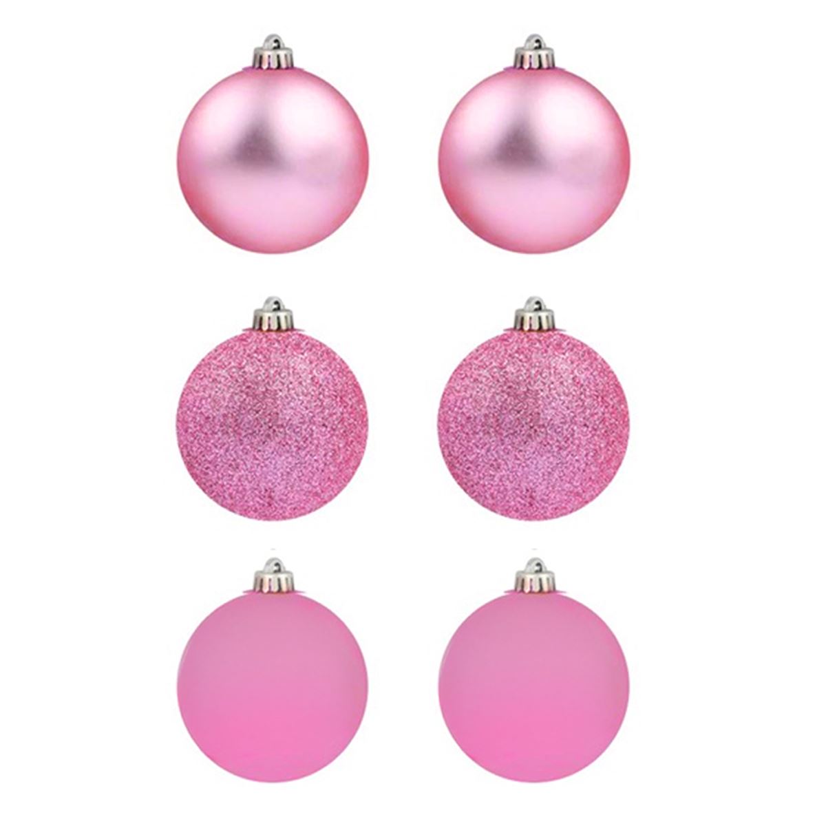 YILBAŞI SÜSÜ 4716-5 TOP ORTA PEMBE SİMLİ MAT PARLAK 6 CM 6 LI 1