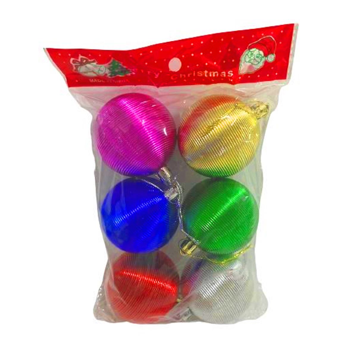 YILBAŞI SÜSÜ 4686 TOP ORTA OVAL BASKILI 6 RENK 6 CM 6 LI 1