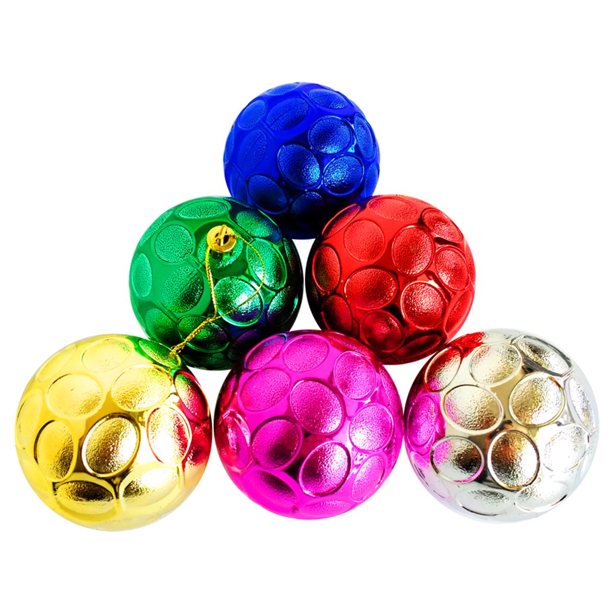 YILBAŞI SÜSÜ 4792 TOP KÜÇÜK OVAL BASKILI 6 RENK 4 CM 6 LI 1