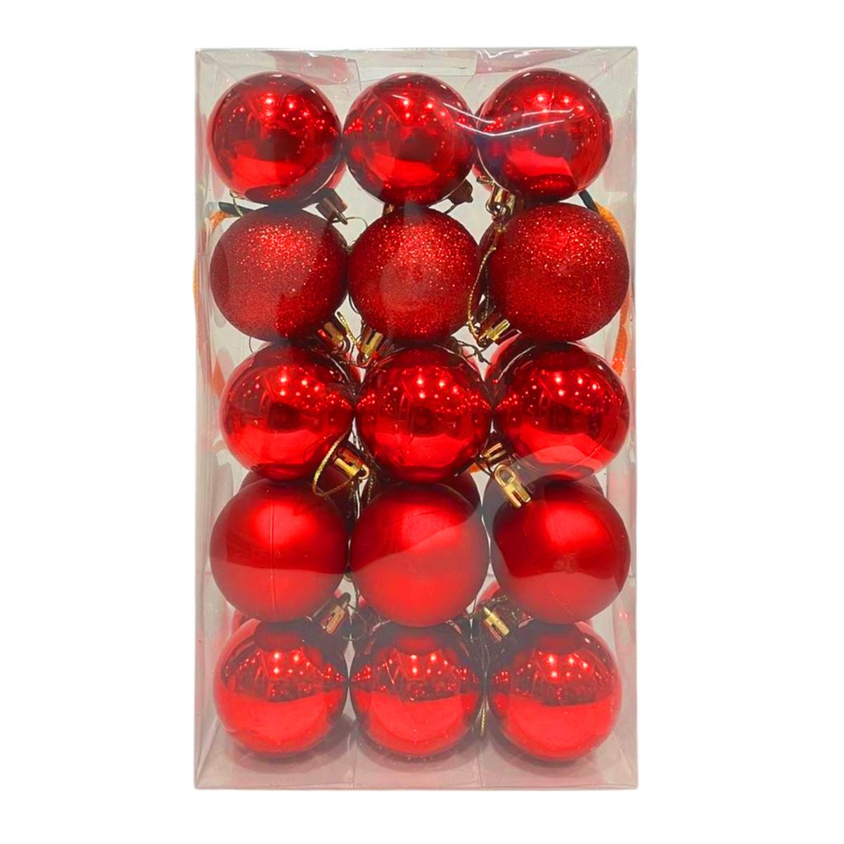 YILBAŞI SÜSÜ 2086 TOP ORTA KIRMIZI SİMLİ MAT PARLAK 4 CM 30 LÜ 1
