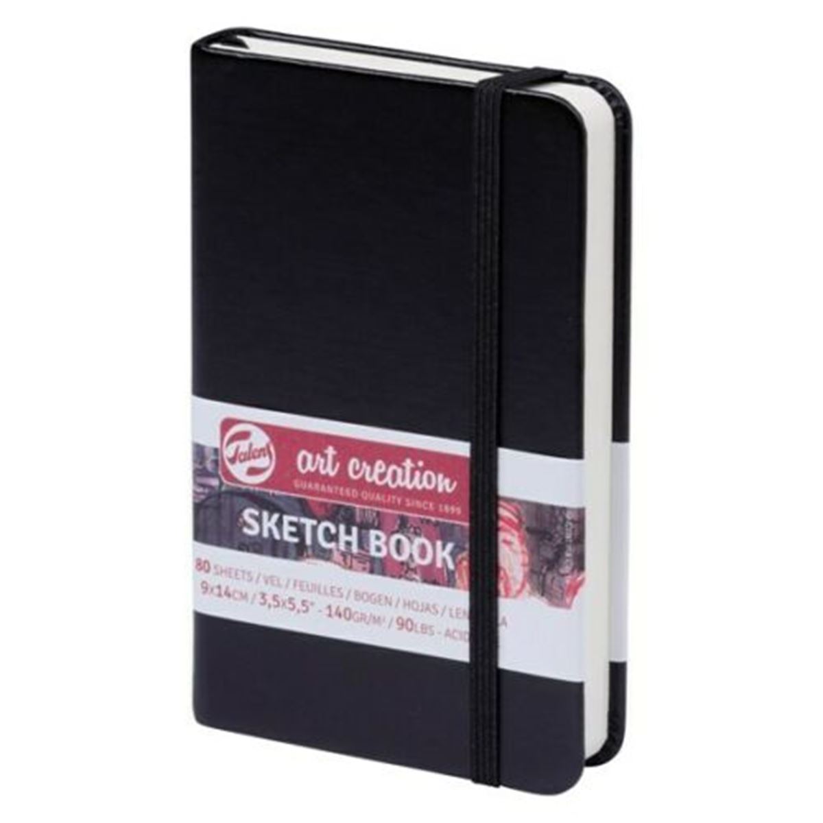 ART CREATİON ESKİZ DEFTERİ 9x14 DİKİŞLİ SERT KAPAK SİYAH 140 GR LASTİKLİ 9314001M 1