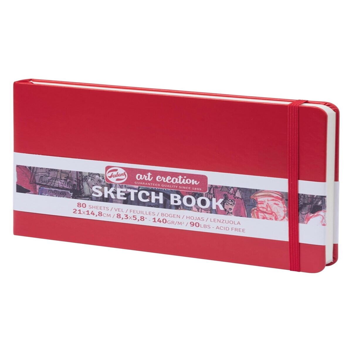 ART CREATİON ESKİZ DEFTERİ 21x14.8 DİKİŞLİ SERT KAPAK KIRMIZI 140 GR LASTİKLİ 9314205M 1