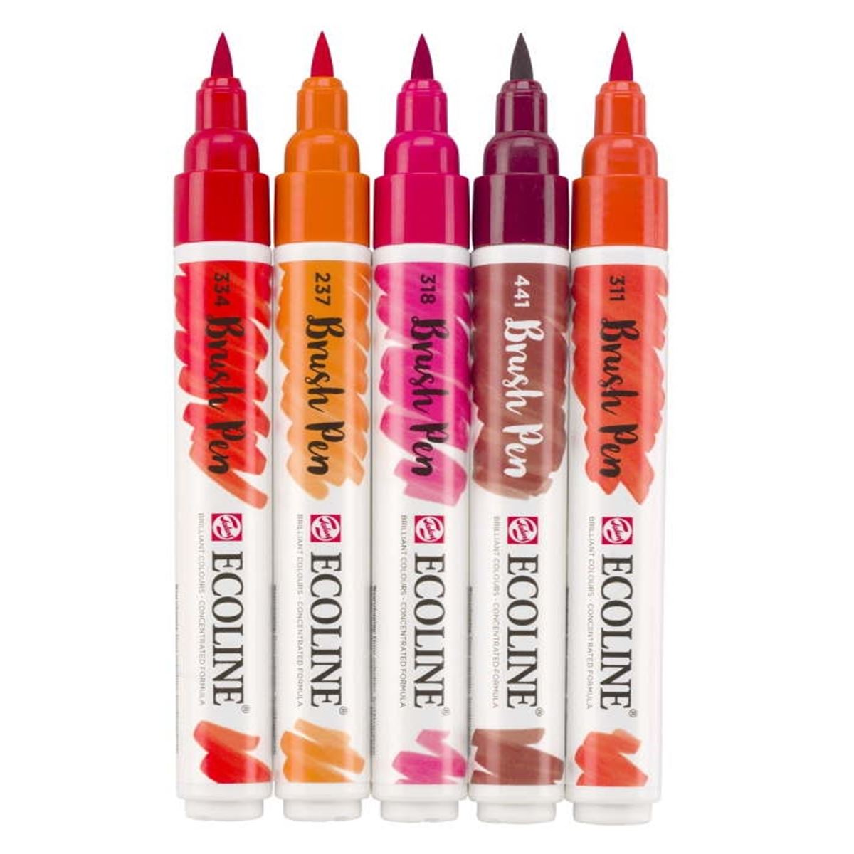 ECOLİNE BRUSHPEN KALEM SETİ FIRÇA UÇLU KIRMIZI TONLARI 5 RENK 11509903 1