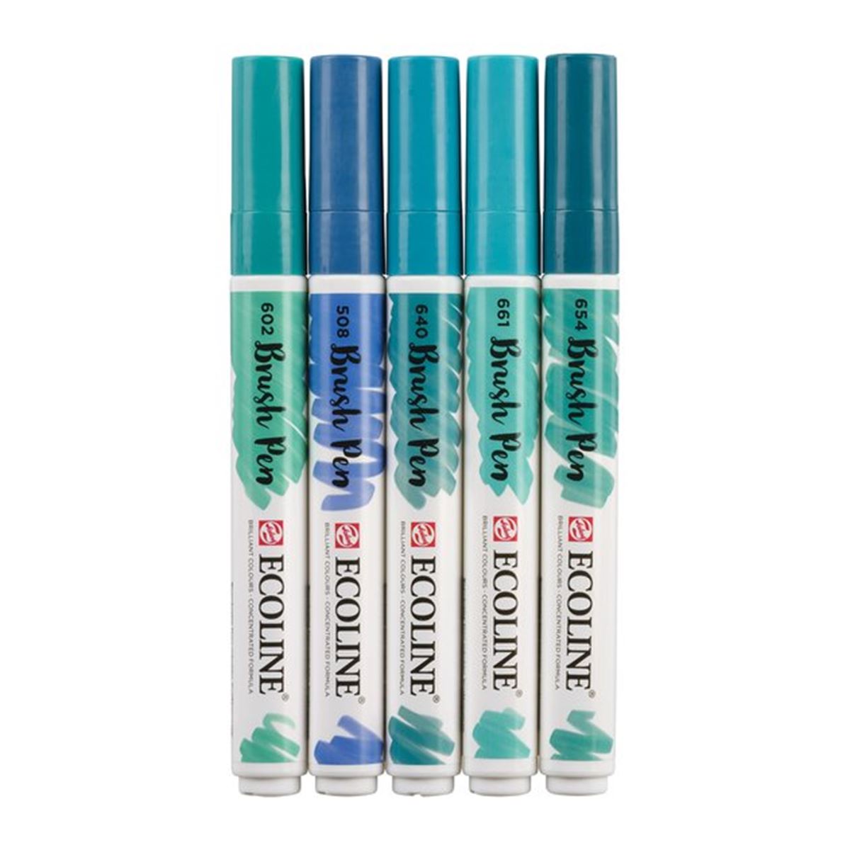 ECOLİNE BRUSHPEN KALEM SETİ FIRÇA UÇLU TURKUAZ TONLARI 5 RENK 11509909 1