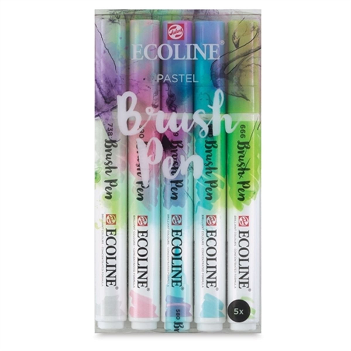 ECOLİNE BRUSHPEN KALEM SETİ FIRÇA UÇLU PASTEL 5 RENK 11509901 1