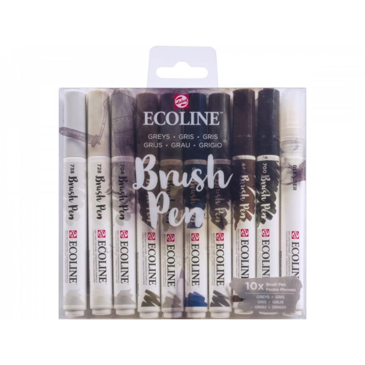ECOLİNE BRUSHPEN KALEM SETİ FIRÇA UÇLU GRİ TONLARI 10 RENK 11509805 1