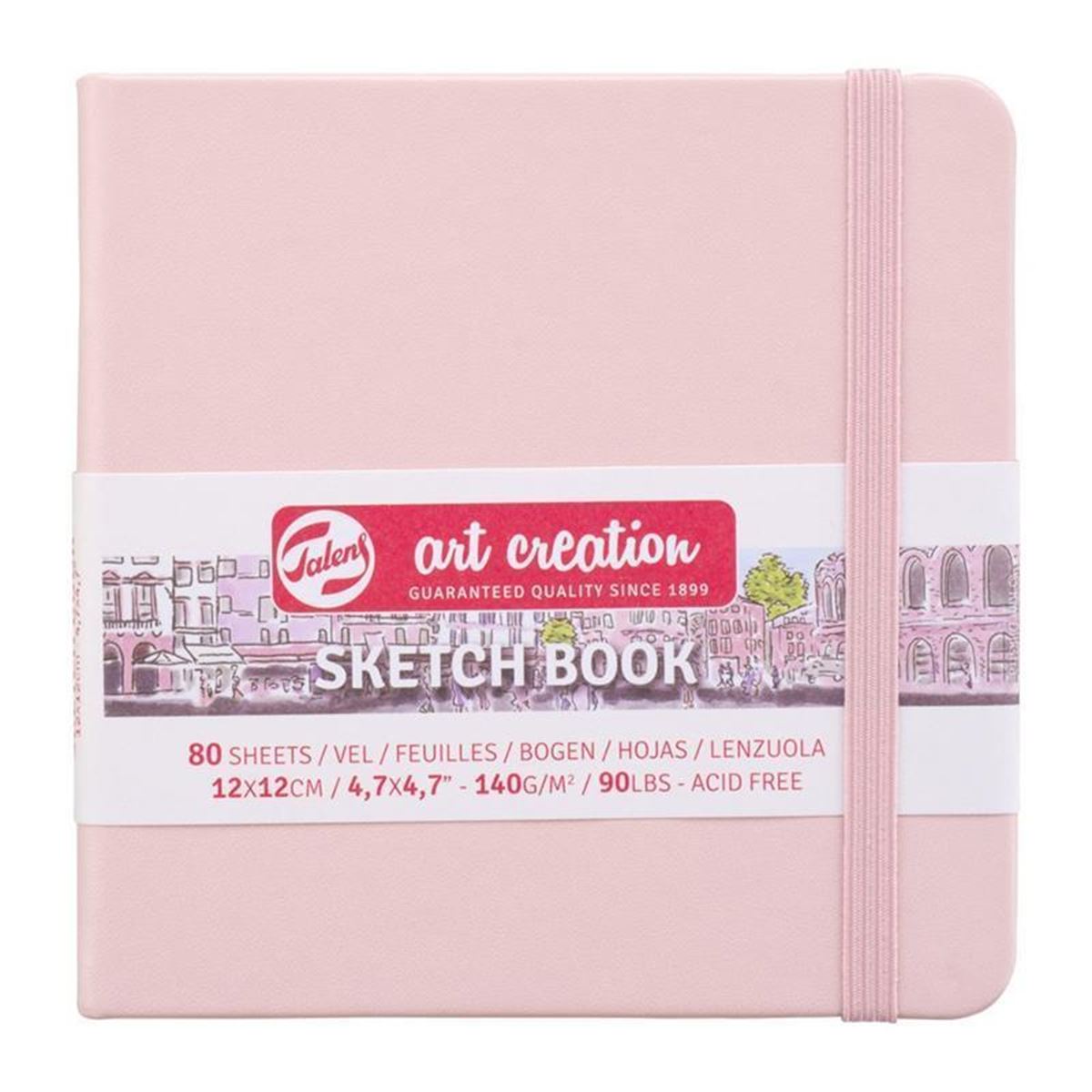 ART CREATİON ESKİZ DEFTERİ 12x12 DİKİŞLİ SERT KAPAK PASTEL PİNK 140 GR LASTİKLİ 9314014M 1