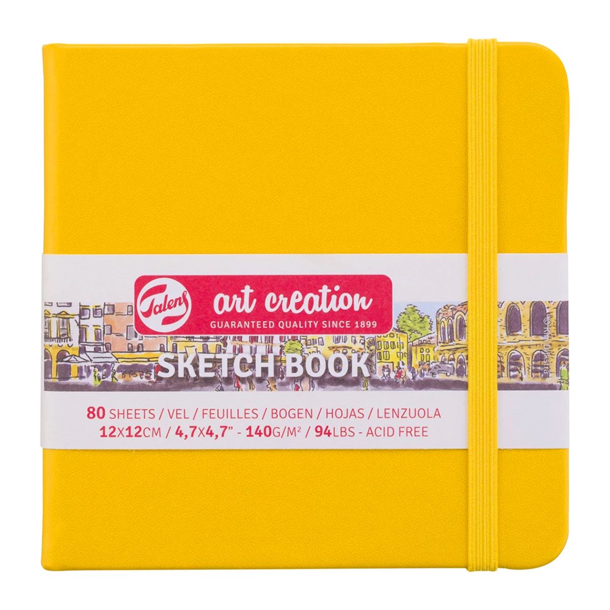 ART CREATİON ESKİZ DEFTERİ 12x12 DİKİŞLİ SERT KAPAK GOLDEN YELLOW 140 GR LASTİKLİ 9314114M 1