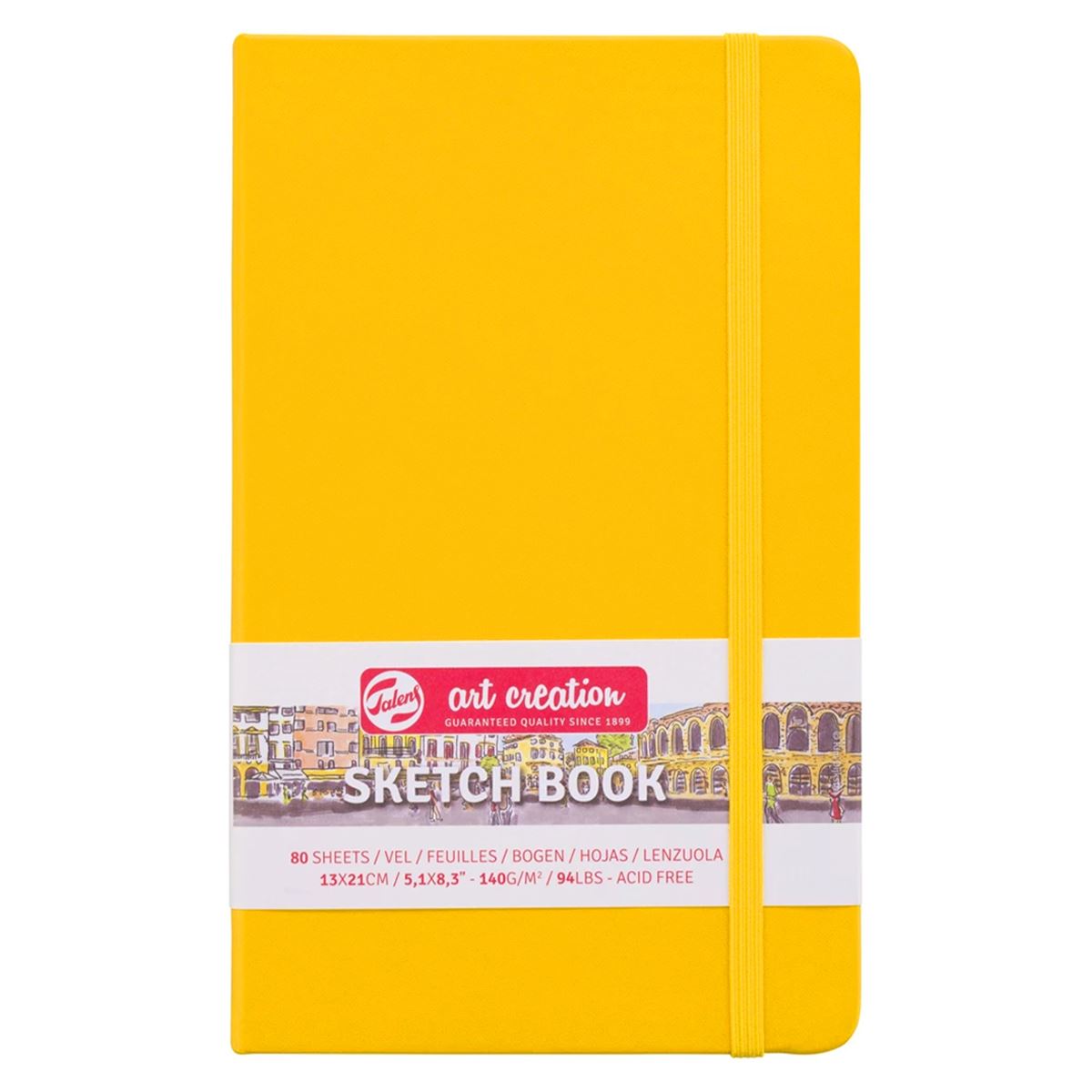 ART CREATİON ESKİZ DEFTERİ 13x21 DİKİŞLİ SERT KAPAK GOLDEN YELLOW 140 GR LASTİKLİ 9314112M 1
