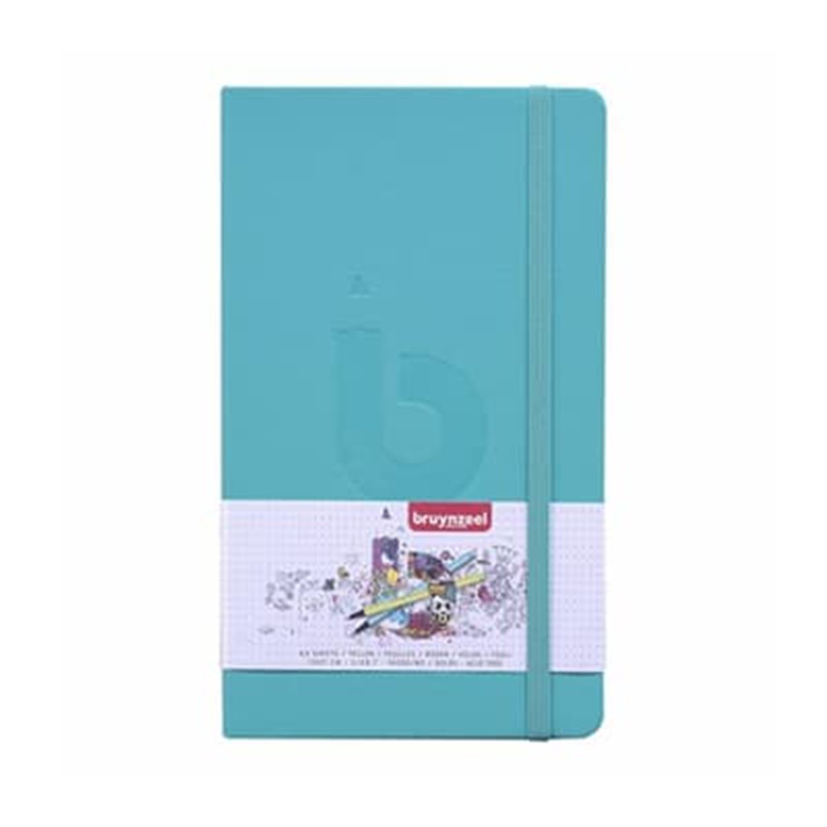 BRUYNZEEL ESKİZ DEFTERİ 13x21 DİKİŞLİ SERT KAPAK YEŞİL 140 GR LASTİKLİ 60299004 1