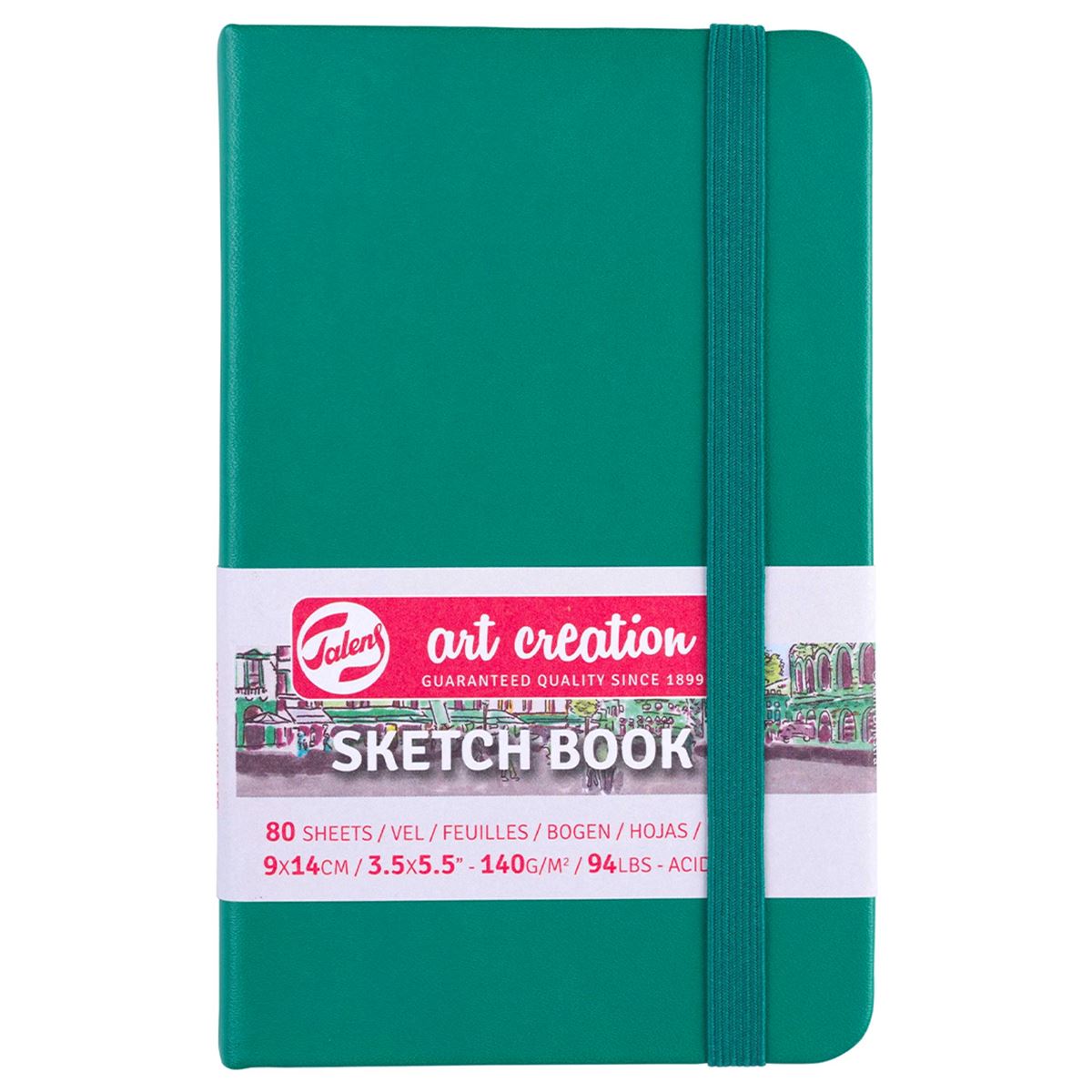 ART CREATİON ESKİZ DEFTERİ 9x14 DİKİŞLİ SERT KAPAK FOREST GREEN 140 GR LASTİKLİ 9314331M 1