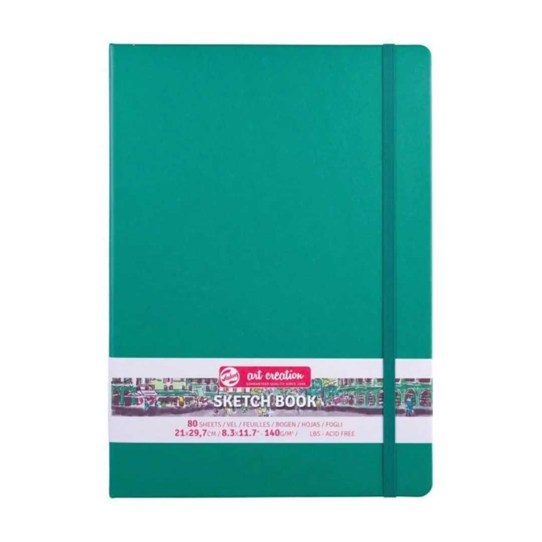ART CREATİON ESKİZ DEFTERİ 21x29 DİKİŞLİ SERT KAPAK FOREST GREEN 140 GR LASTİKLİ 9314333M 1