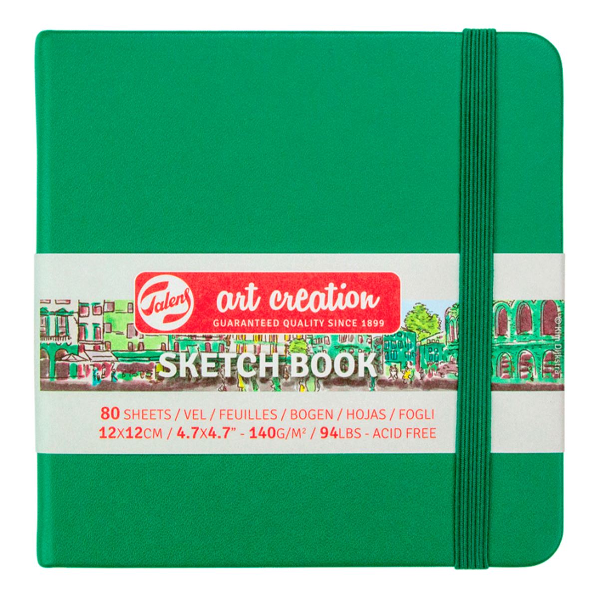 ART CREATİON ESKİZ DEFTERİ 12x12 DİKİŞLİ SERT KAPAK FOREST GREEN 140 GR LASTİKLİ 9314334M 1