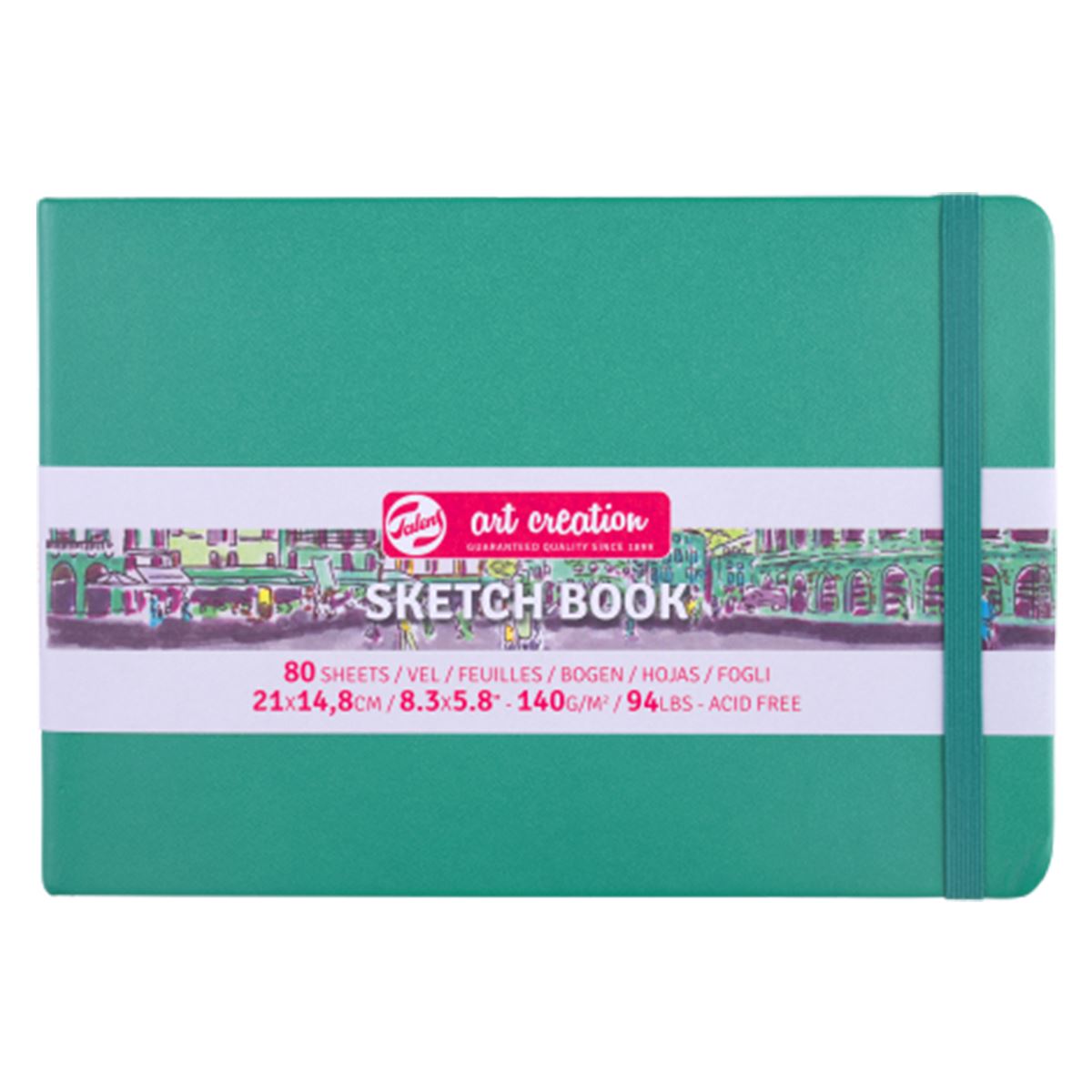 ART CREATİON ESKİZ DEFTERİ 21x14.8 DİKİŞLİ SERT KAPAK FOREST GREEN 140 GR LASTİKLİ 9314335M 1