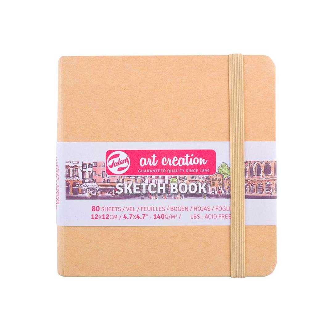 ART CREATİON ESKİZ DEFTERİ 12x12 DİKİŞLİ SERT KAPAK KRAFT 140 GR LASTİKLİ 9314434M 1