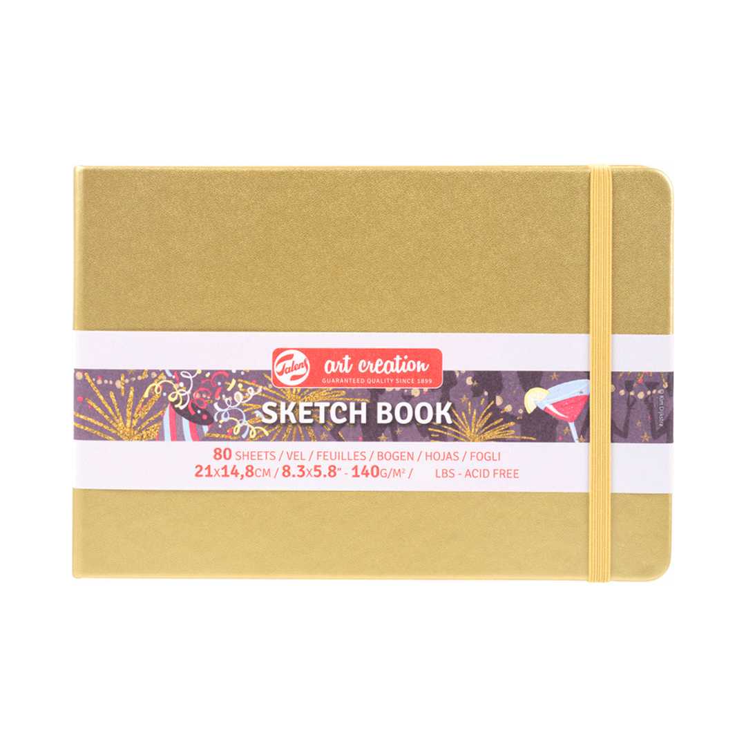 ART CREATİON ESKİZ DEFTERİ 21x14.8 DİKİŞLİ SERT KAPAK WHİTE GOLD 140 GR LASTİKLİ 9314145M 1