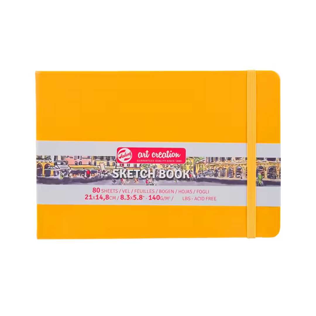 ART CREATİON ESKİZ DEFTERİ 21x14.8 DİKİŞLİ SERT KAPAK GOLDEN YELLOW 140 GR LASTİKLİ 9314115M 1
