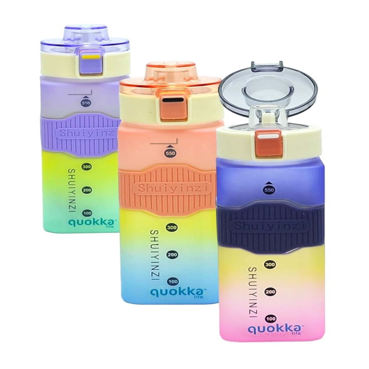 QUOKKA LİFE MATARA 6993 PLASTİK RAİNBOW KARE 550 ML 1