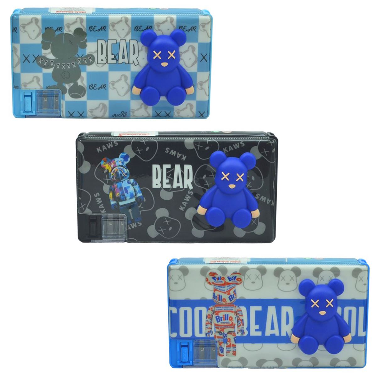 TAROS KALEM ÇANTASI 7647 3D COOL BEAR KABARTMALI GENİŞ FONKSİYONEL LÜKS ÇİFT BÖLMELİ 1