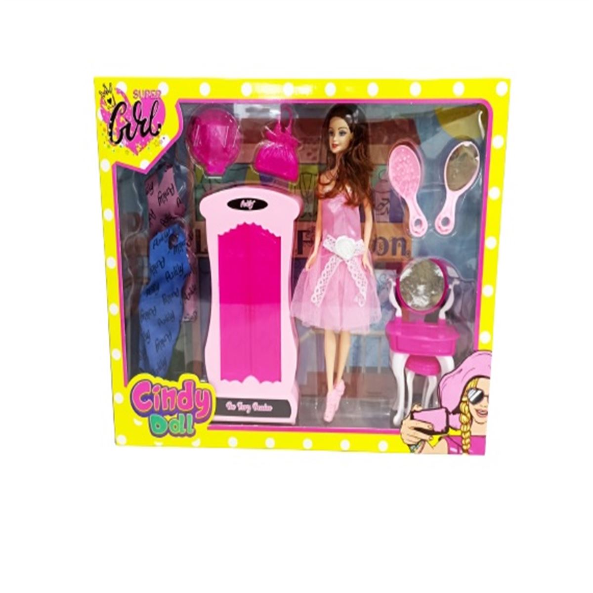 OYDAŞ CİNDY DOLL BEBEK 02453 DOLAPLI MAKYAJ OYUN SETİ 3+ 1