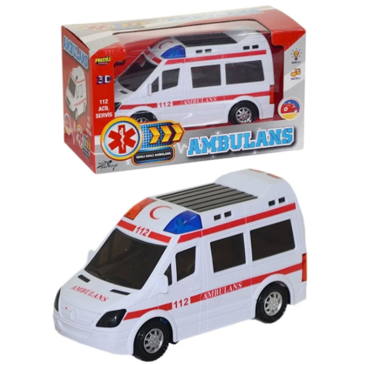 PRESTİJ ÇARP DÖN AMBULANS 112 PİLLİ SESLİ IŞIKLI 3+ 1