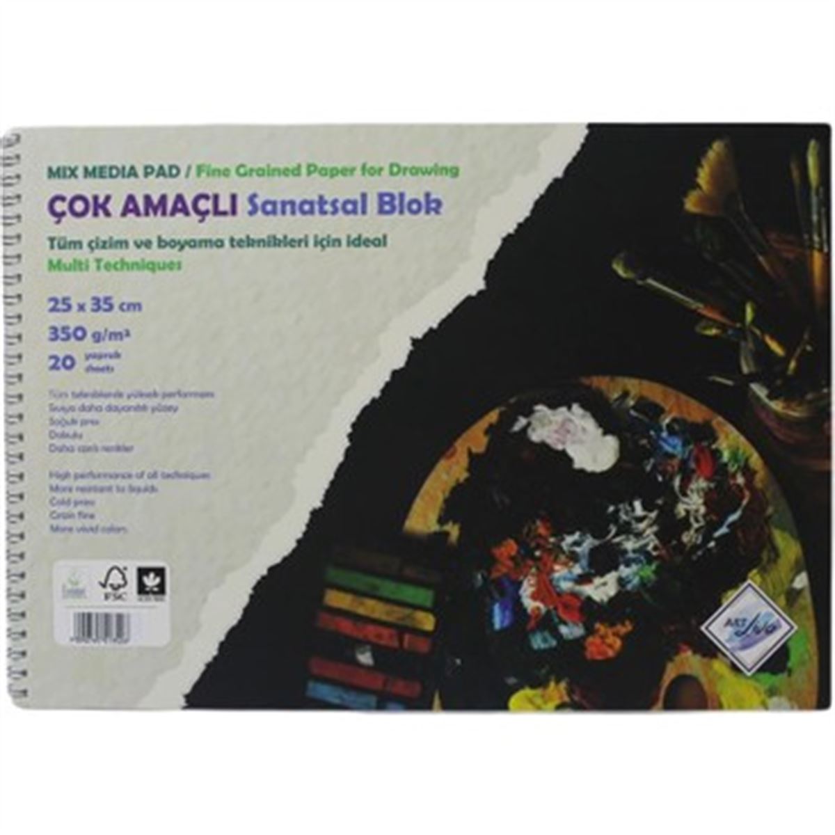 ART LIVA 350 GR SANATSAL RESİM KAĞIDI 25x35 (SULU TEKNİK) DOKULU 25 YAPRAK 1