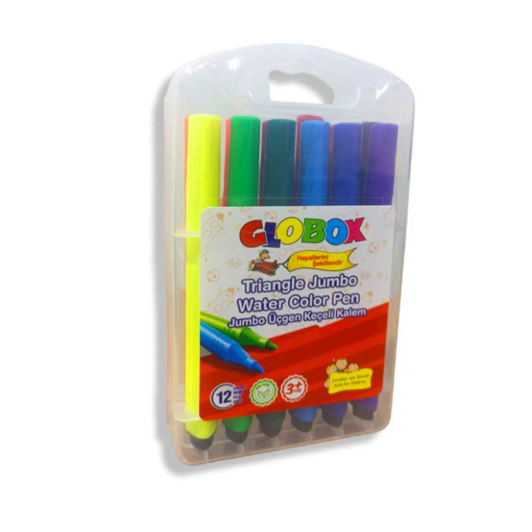 GLOBOX KEÇELİ KALEM JUMBO ÜÇGEN 12 RENK 1128 1