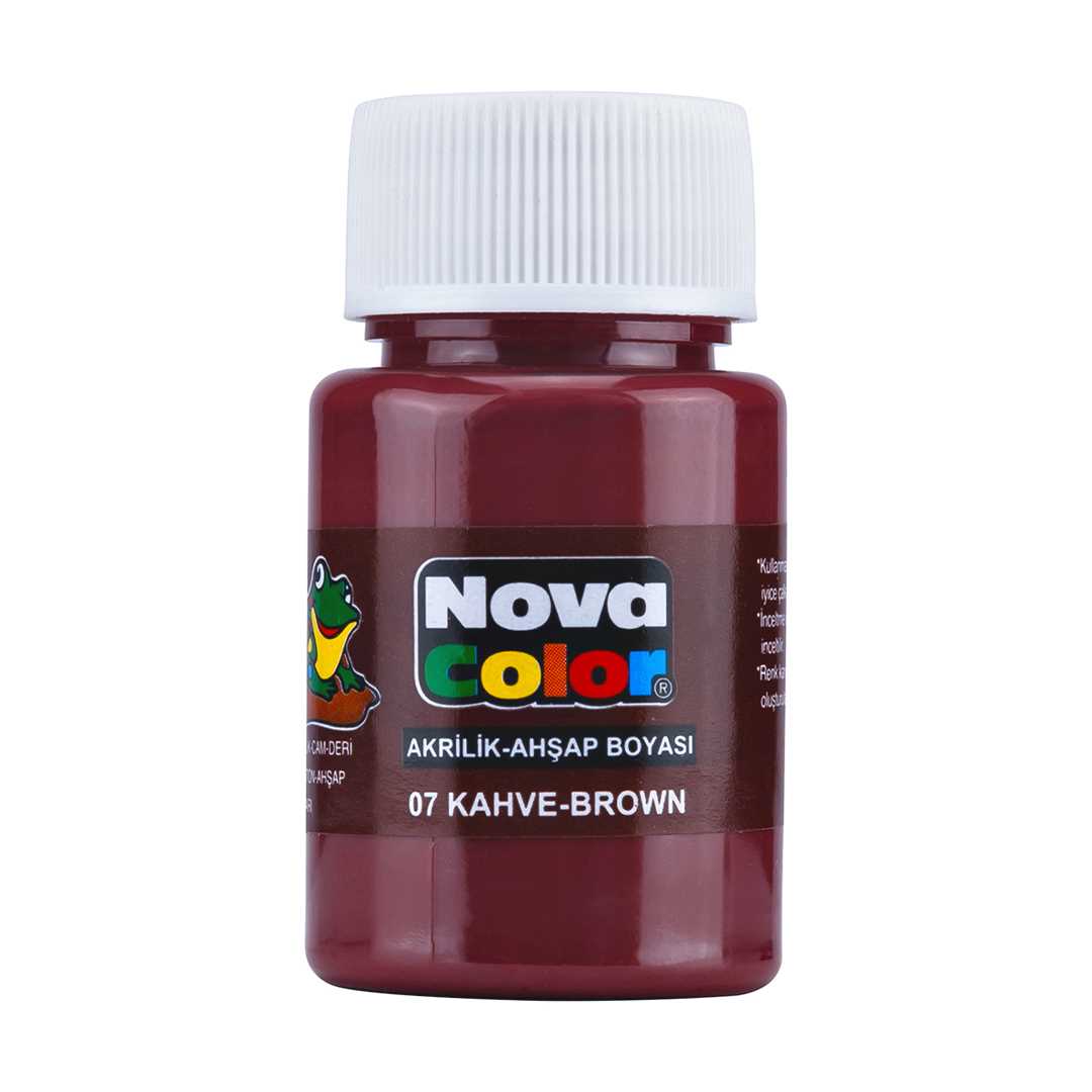 NOVA COLOR AKRİLİK BOYA ŞİŞE 30 ML KAHVE 12 Lİ NC-175 1