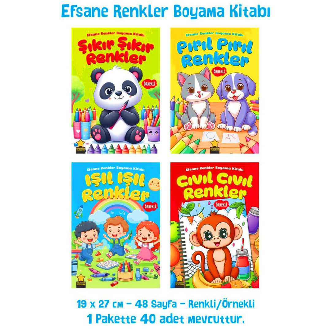 EFSANE RENKLER BOYAMA KİTABI 4 ÇEŞİT RENKLİ ÖRNEKLİ 48 SAYFA 19X27 CM 40 LI 1