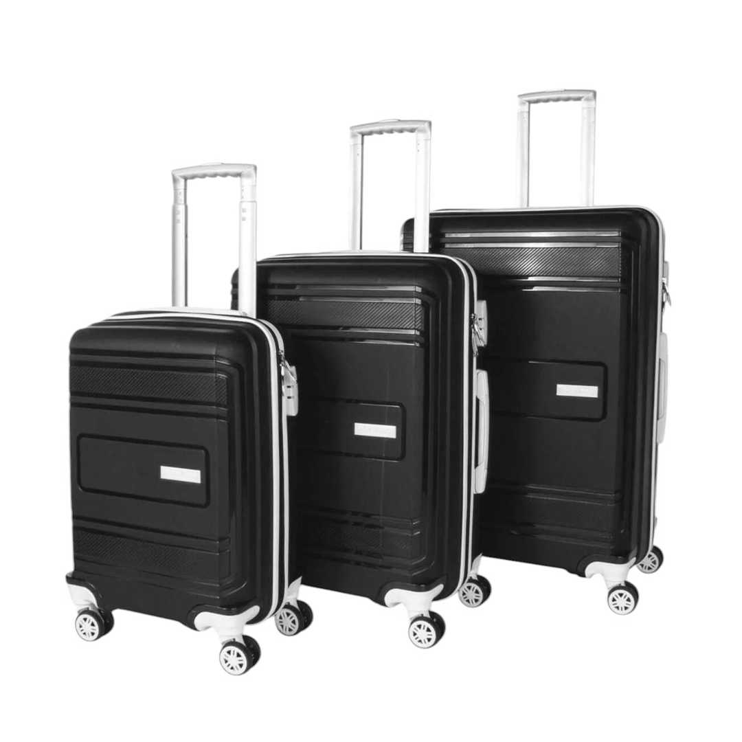 TRAVEL POLO VALİZ PP KIRILMAZ A1017 SİYAH-GRİ 3 LÜ SET 1