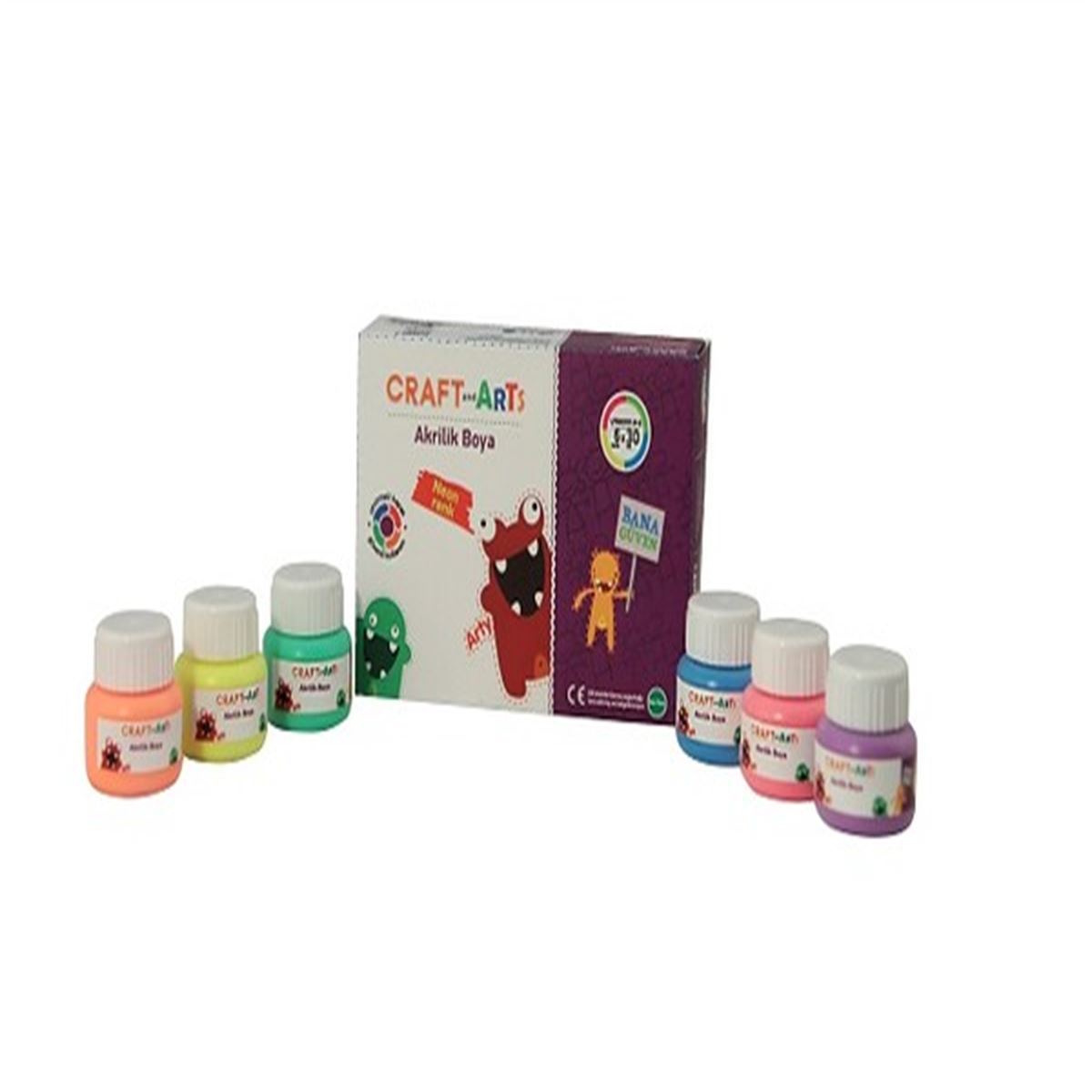 UMUR CRAFT&ARTS AKRİLİK BOYA 6x30 ML NEON RENKLER U1560KK-N-6 1