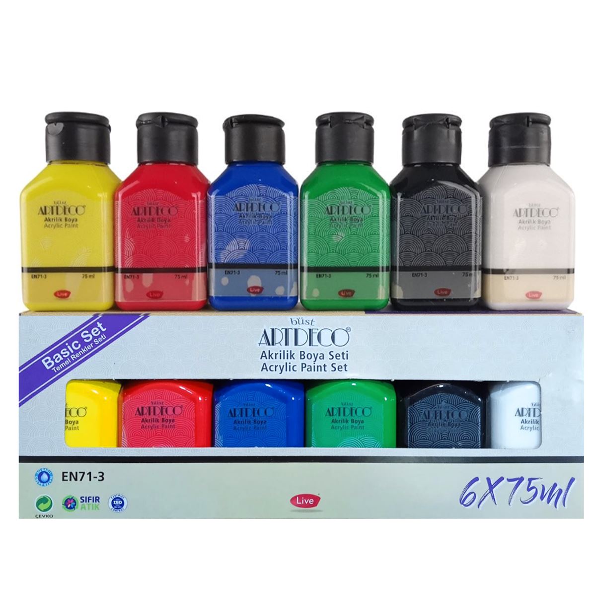 ARTDECO AKRİLİK BOYA 75 ML CANLI 6 RENK LV-Y-070I-AS1 1