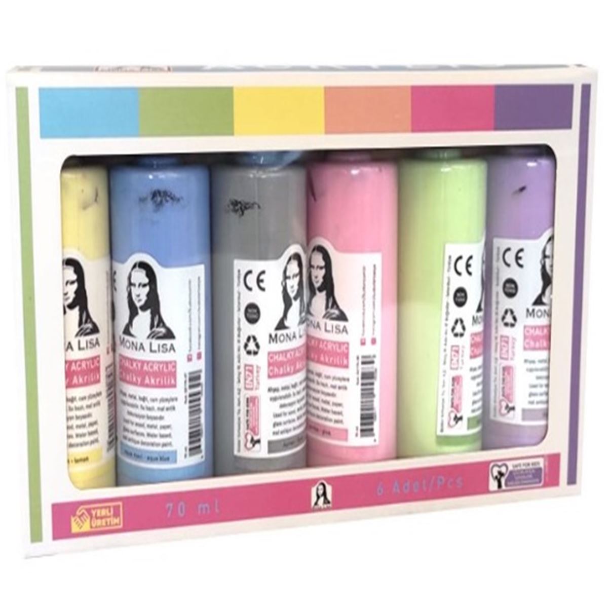 MONALİSA AKRİLİK BOYA ŞİŞE 70 ML 6 RENK CHALKY SD1006C 1