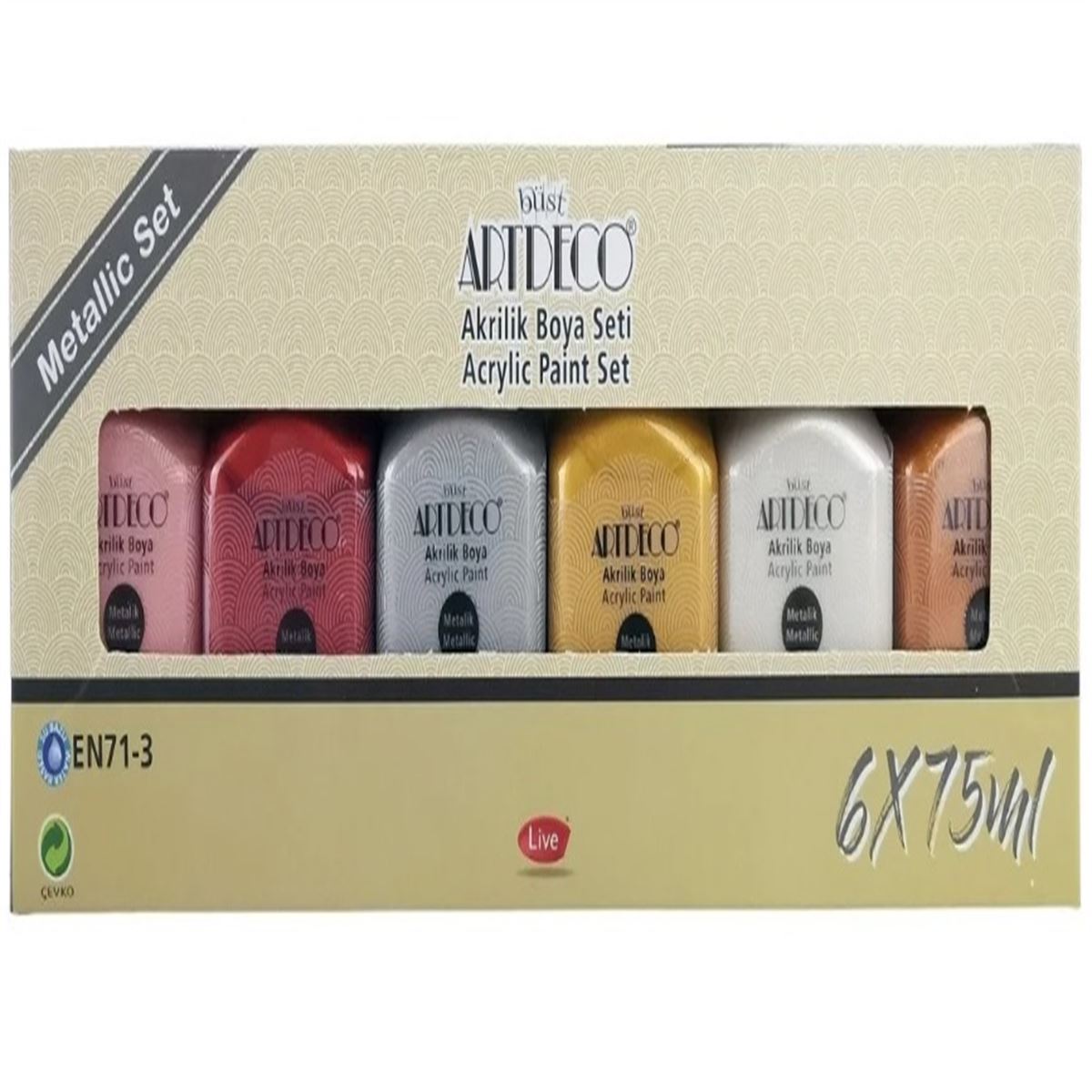 ARTDECO AKRİLİK BOYA 75 ML METALİK 6 RENK LV-Y-070I-AS3 1