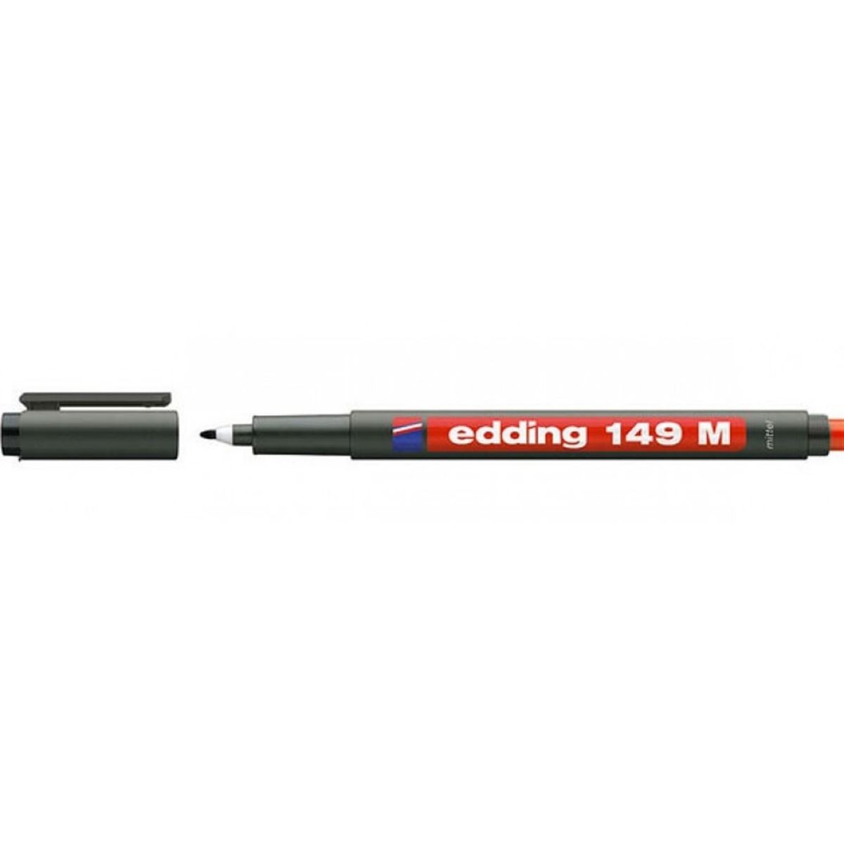EDDİNG ASETAT KALEMİ 149 M KIRMIZI SİLGİLİ 10 LU 1