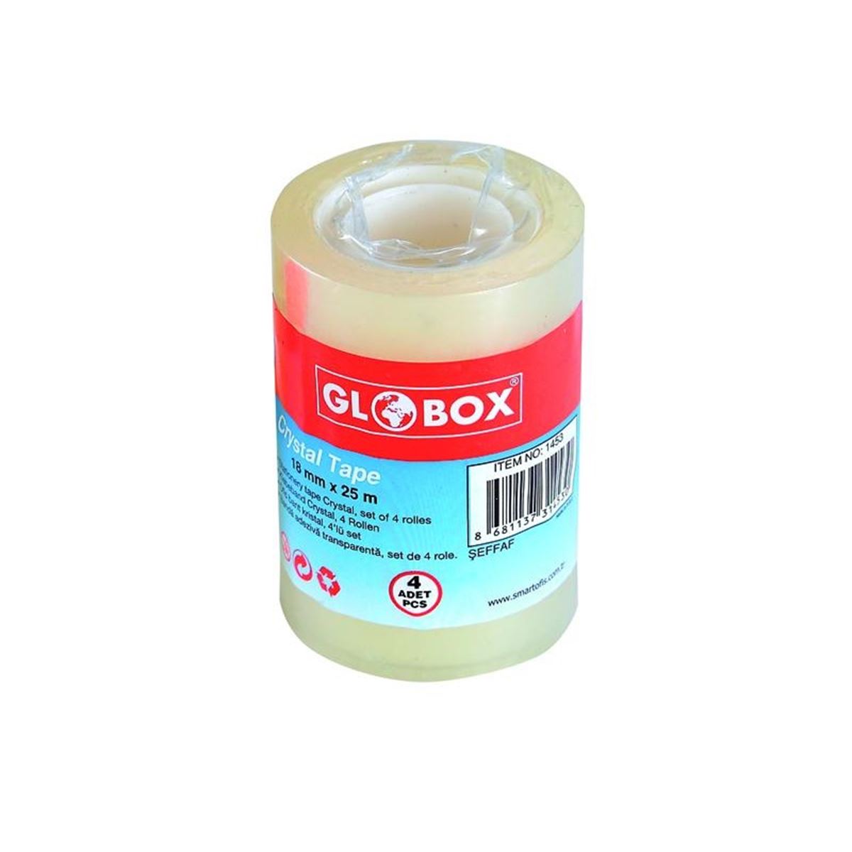 GLOBOX BANT KRİSTAL ŞEFFAF 18 MM x 25 M 4 LÜ 1453 1