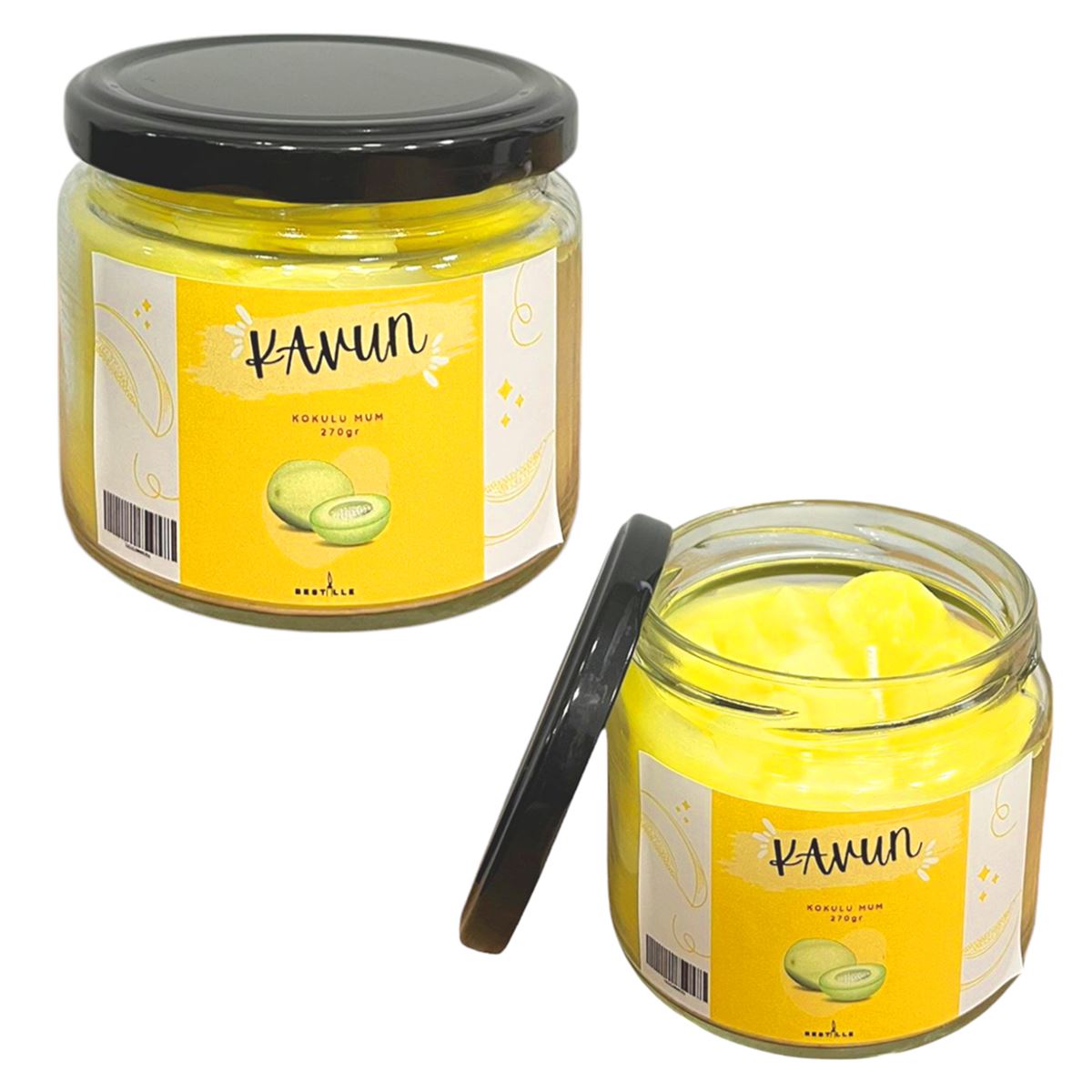 BESTİLLE KAVUN KOKULU MUM BST-0006 CAM KAVANOZ 1