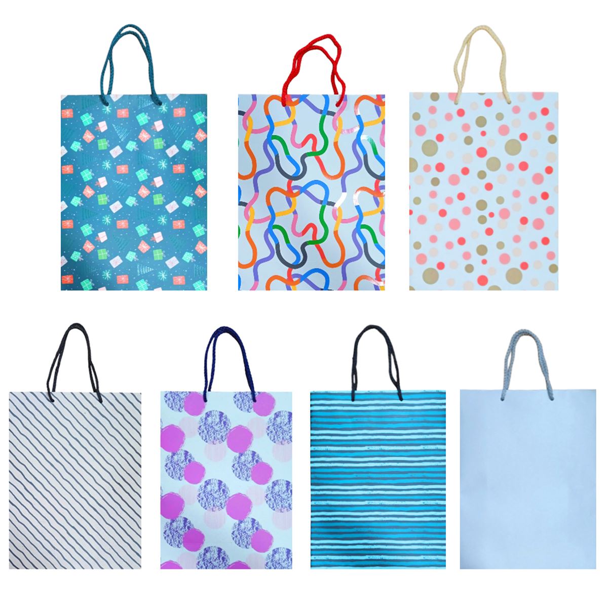 GIPTA HEDİYE ÇANTASI KARTON DESENLİ DÜZ KARIŞIK 23x30 MEDİUM 6 LI BG8096 1