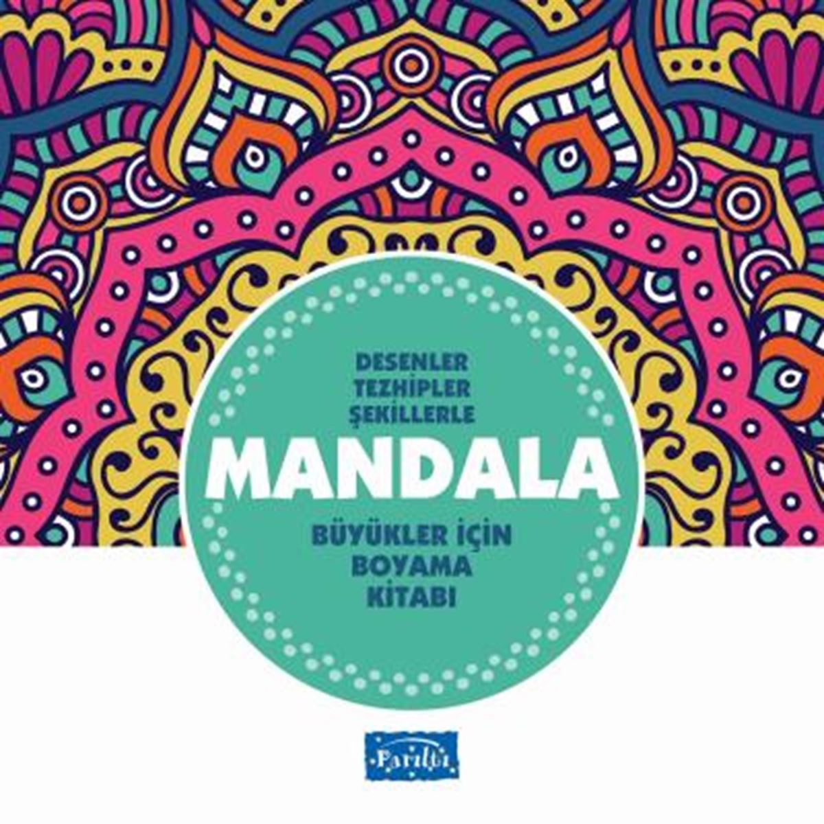 PARILTI BOYAMA KİTABI BÜYÜKLER İÇİN MANDALA TURKUAZ 1